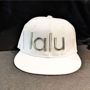 New LA LU Snapback Structured White Hat With Metallic Thread Embroidery